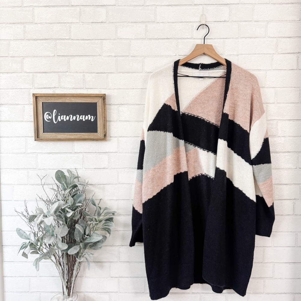 ADYSON PARKER Stitch Fix Colorblock Open Front Cardigan